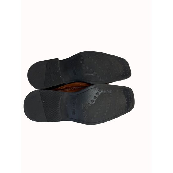 Stacy Adams Mens Loafers Size 10.5M Cognac Leather Slip On Square Toe Shoes - Picture 6 of 14